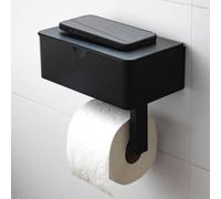 Porte-rouleau de papier toilette à charnière, avec colle spéciale (adhérence extrêmement forte). Comprend un compartiment pour les lingettes humides - Porte-rouleau de papier toilette avec plaque en b