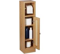 Porte-rouleau de papier toilette - Armoire de salle de bain - Hauteur x Largeur x Profondeur : 80 x 20-5 x 21 cm - Aspect bois - Basse - Armoire étroite pour toilettes - Marron