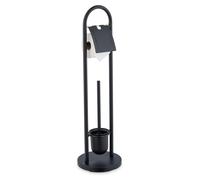 Porte-rouleau de papier toilette avec brosse, en acier inoxydable, 79x22 cm, noir