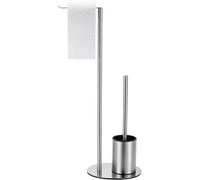 Porte-rouleau de papier toilette avec brosse - Support pour rouleau de papier toilette - Organisateur de salle de bain - Acier inoxydable, autoportant - 60 cm - Argenté