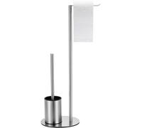 Porte-rouleau de papier toilette avec brosse - Support pour rouleau de papier toilette - Organisateur de salle de bain - Acier inoxydable, autoportant - 60 cm - Argenté