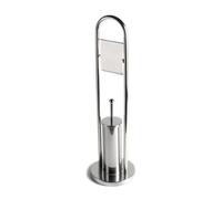 PORTE-ROULEAU DE PAPIER TOILETTE COUVERT ET PORTE-BROSSE DE TOILETTE CHROMÉ À BASE RONDE