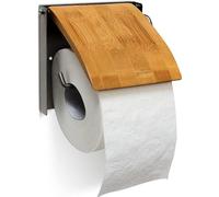 Porte-rouleau de papier toilette en bambou, pour 1 rouleau, à fixation murale, 13,5 x 14,5 x 13,5 cm, couleur naturelle