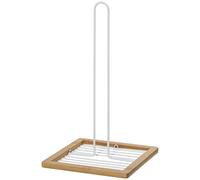 Porte-rouleau de papier toilette, métal/bois, 18x18x30 cm, blanc/naturel