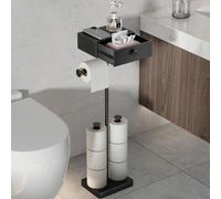 Porte-rouleau de papier toilette, modèle sur pied, sans perçage, avec tiroir de rangement, porte-rouleau de papier toilette, porte-rouleau de papier toilette, porte-rouleau de papier toilette sur pied