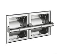 Porte-rouleau de papier toilette mural en acier inoxydable à double compartiment pour gros rouleaux - Accessoire de salle de bain chromé antirouille 36,2 cm
