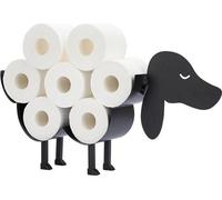 Porte-rouleau de papier toilette noir en métal en forme de chien à fixer au mur – Décoration de salle de bain