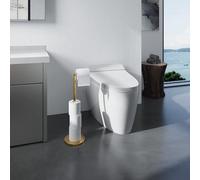 Porte-rouleau de papier toilette sur pied en acier inoxydable 304 doré avec socle robuste, pliable, inoxydable, idéal pour le rangement dans la salle de bains.