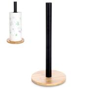 Porte-rouleau de papier - VILDE - Métal noir - Bambou - 32,5 cm - Diamètre 15 cm - Style industriel LOFT