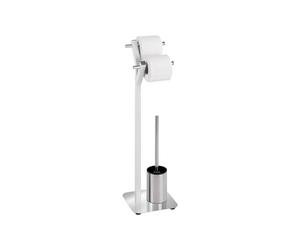 Porte-Rouleau et Porte-Brosse à Dents - Lampadaire à Rouleau pour 2 Rouleaux et Brosse de Toilette en métal, 20 x 20 x 73,5 cm, Gris