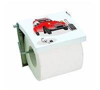 Porte Rouleau Papier WC - MSV - 140823 - MDF/Inox - Blanc Imprimé 4 Faces - 134x22x116mm