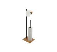 Porte Rouleau Papier Wc sur Pied Acier & Bambou ALVAR Noir mat Spirella