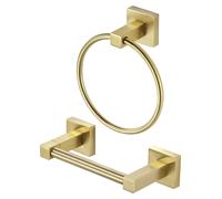 Porte-rouleaux de papier toilette avec anneau pour serviette, en or, en acier inoxydable, lot de 2
