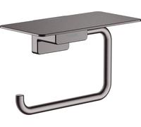 Porte-rouleaux de papier toilette hansgrohe AddStoris Q avec espace de rangement, finition noir chromé brossé