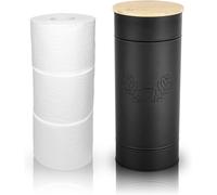 Porte-rouleaux de papier toilette noir en métal avec un couvercle en bois, capacité pour 3 rouleaux
