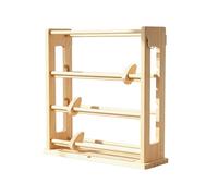 Porte-Ruban,4 Niveaux en Bois avec Crochets et Barre de Retenue,Présentoir À Rubans - Pour Fils À Coudre Bobines En Filet Bande Adhésive Papier Salles De Loisirs Créatifs Magasins Boutiques Fleuristes