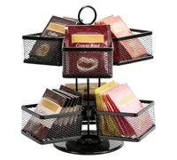 Porte-Sachets de Thé en Métal, Boîte à Thé Rotative à 2 Niveaux, Organiseur de Sachets de Thé, Carrousel à Sachets de Thé pour Coffret à Thé Amovible à 6 Compartiments pour La Cuisine, Le Bureau