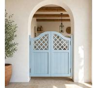 Porte Saloon Battante Double,Porte Partition en Bois de Pin avec Charnières | Portillon Bois de Séparation Facile à Installer pour Cuisine, Bar et Couloir(Blue,99x90 cm (WxH))