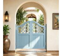 Porte Saloon Battante, Porte Partition en Bois Massif avec Charnières, | Double Portillon Bois de Séparation pour Cuisine, Bar et Couloir W70-160cm Style Western Cowboy(Blue,109x100 cm (WxH))