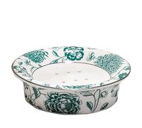 Porte-savon auto-drainant motif floral, plateau à savon rond vintage (style D)