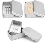 Porte-savon avec couvercle Joint de mise à niveau en aluminium Grille d'écoulement Porte-savon argenté Toucher lisse pour les voyages et la maison Porte-savon avec couvercle