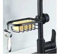 Porte-savon barre douche noir - Nosheir - Étagère sans perçage, pour tige 20-27mm, panier éponge