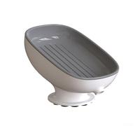 Porte-savon de douche avec 20 ventouses pour plus de stabilité, construction double couche pour séparer le savon de l'eau, et légère inclinaison pour le drainage (boîte grise)