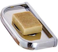 Porte-savon de salle de bain en laiton massif avec revêtement chromé.