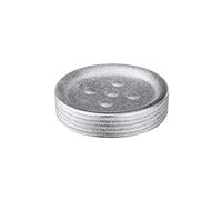 WENKO Porte Savon céramique Polaris, Porte Savon Rond, Juwel chromé, ø11 x 2.5 cm