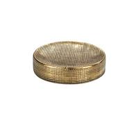WENKO Porte-savon Rivara, coupe à savon pour le rangement du savon à main, en céramique haut de gamme, dessins réalisés à la main, Ø 10 x 2,5 cm, or