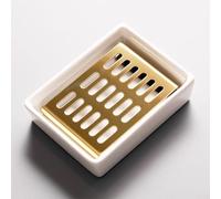 Porte-savon en acier inoxydable 304 avec bac de vidange pour évier | Design double couche, filtre à drainage rapide, garde le savon sec, facile à nettoyer, compact 12 x 10 cm