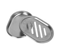 Porte-savon en acier inoxydable - Porte-savon de salle de bain avec égouttoir - Plateau en métal pratique pour cuisine, douche, évier, 13 x 9,8 x 2 cm