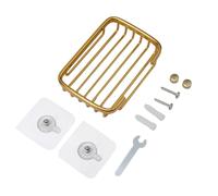 Porte-savon en métal à forte aspiration - Plateau de douche en aluminium résistant à la rouille - Support sans perçage - Design d'évacuation ouvert - 13 x 9 x 3 cm - Pinces réglables - Doré, argenté