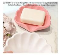 Porte-savon en plastique de luxe de forme de coquillage, sans perçage requis, support de savon de salle de bain à drainage automatique créatif Blanc,roseCartoonPolypropylène