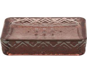 Porte-savon en verre recy ouleur terre cuite, peint à la main