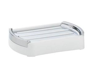 Porte savon - KELA - Marta - En plastique - 12.5x9x2.5cm - Blanc et chrome