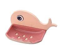 Porte-savon mignon pour enfants - Porte-savon en plastique auto-drainant - Pour la douche, le mur, le dessin animé - À suspendre - Pour salle de bain - Avec ventouse - Rose - Taille unique