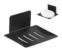 Porte-savon mural autocollant en acier inoxydable 304 sans perçage | Porte-savon sans perçage, montage mural avec tampon adhésif 3M, design d'évacuation pour salle de bain, cuisine, noir