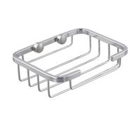 Porte-savon mural en acier inoxydable avec plateau de vidange, antirouille pour salle de bain et cuisine, argenté, 13 x 9,5 cm