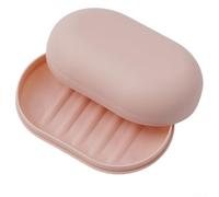Porte-savon portable, boîte ovale scellée pour voyage, douche, salle de bain avec couvercle, boîte de vidange tendance faite à la main (rose)