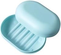 Porte-Savon Portable étanche avec Couvercle - Support De Voyage pour Salle De Bain, Salle De Sport Et Rangement Idéal pour Le Bar, Design Compact Et Durable (Bleu)
