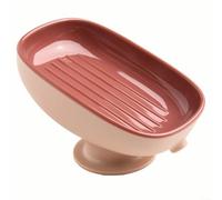 Porte-savon pour douche ou salle de bain avec 20 ventouses, plateau amovible double couche pour le nettoyage, design incliné pour éviter le trempage du savon (rouge)