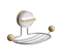 Porte-savon rétro avec ventouse, porte-savon drainant en acier inoxydable pour salle de bain, cuisine, sans perçage, boîte à savon murale avec crochets pour serviettes éponge et articles de toilette