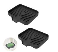 Porte Savon Silicone,2 Pièce Porte-Savons avec Évacuation,Porte Savon Voyage Antidérapant Boite Savon pour Douche,Cuisine,Baignoire (Noir)