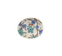 Porte-savon Summer avec motifs floraux - Ovale - En céramique peinte à la main - Avec trous pour l'évacuation de l'eau - 13 x 11 x 4 cm