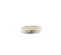 - Porte savon Varadero en céramique et bambou - Blanc et vert - Varadero Douceur d'intérieur