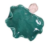 Porte-savonnette en Céramique Feuille de Lotus Verte, Cascade | Design en Porcelaine, Auto-drainant pour Savonnette, Décor Élégant pour Salle D'eau et Lavabo