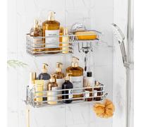 Porte-savonnette pour douche, ensemble de 2, en acier inoxydable argenté, à fixer sans perçage