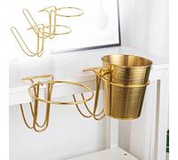 Porte-seau de champagne suspendu d'or pour table, 4 packs de support de refroidisseur de vin de glace en acier inoxydable, accessoires de barre d'économie d'espace pour KTV Party Outdoor Dining, rack