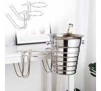 Porte-seau de champagne suspendu d'or pour table, 4 packs de support de refroidisseur de vin de glace en acier inoxydable, accessoires de barre d'économie d'espace pour KTV Party Outdoor Dining, rack